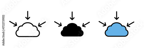 Data aggregation icon set stroke, filled and colored concept for web design. Vector illustration on white background.