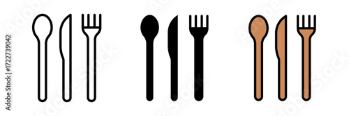 Cutlery icon restaurant business concept, vector illustration. stroke, filled and colored concept for web design.