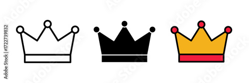 Crown icon or royal crown line art vector icon for apps and websites stroke, filled and colored.