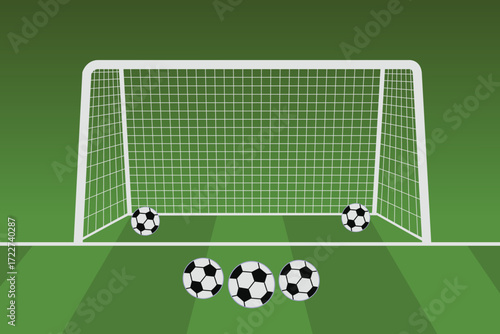 Football net with soccer balls