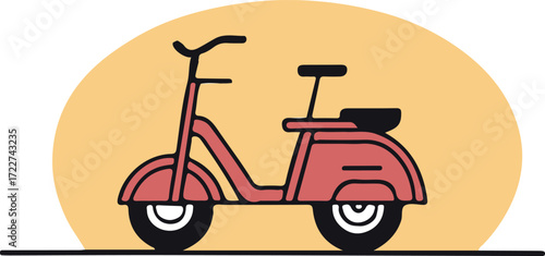 Vintage Scooter Illustration – Retro Motorcycle Icon