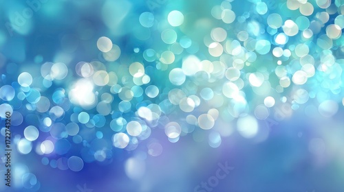Abstract bokeh background featuring a blend of soft blue and teal hues, with varying sizes of out-of-focus light circles creating a dreamy, ethereal effect