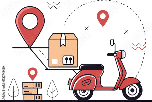 Scooter Delivery Service Illustration – Fast Shipping and Logistics Concept