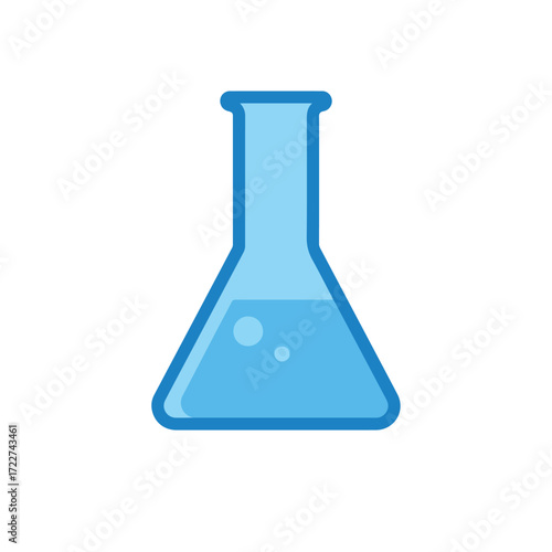 Blue erlenmeyer flask filled with liquid, ideal for science backgrounds, laboratory presentations, chemical experiments, and educational materials for students.