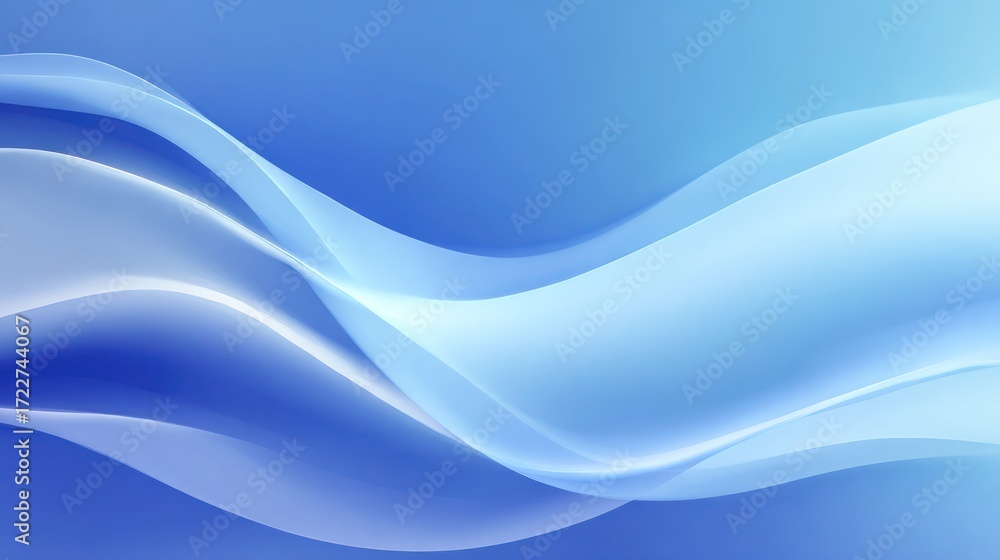 Fototapeta premium Abstract curves of light and dark blue create a flowing, ethereal composition