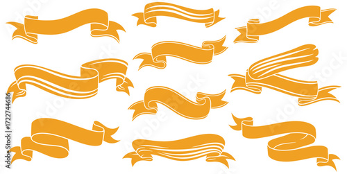 Versatile collection of elegant vintage ribbon banners for professional design projects