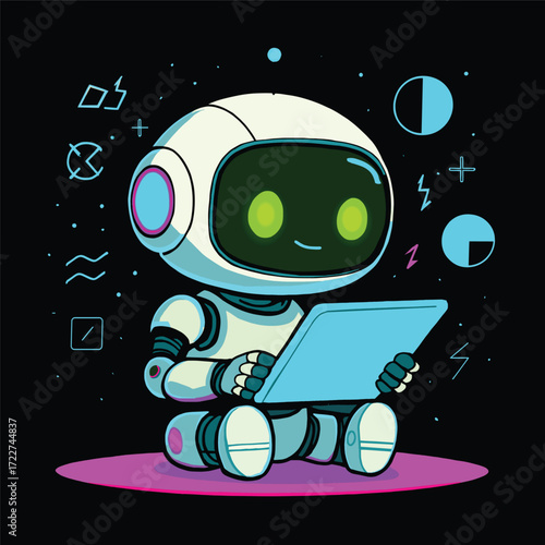 AI learning illustration ,Prompt-engineering to a artificial neuron network. Artificial intelligence,