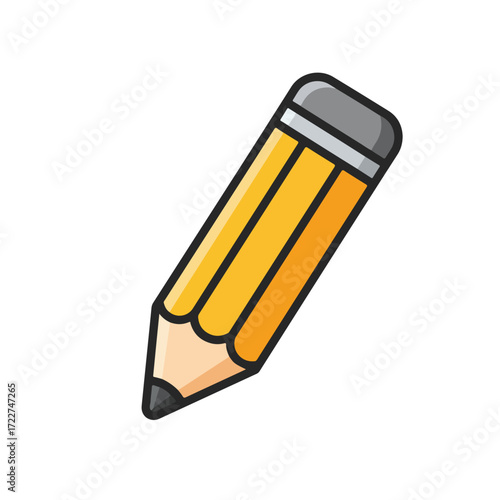 Yellow pencil with a gray eraser, perfect for school supplies, office stationary, writing utensils, education concept, back to school theme.