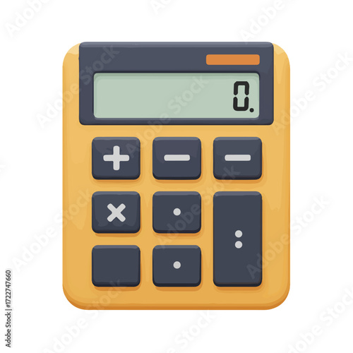Yellow calculator featuring gray accents and buttons. Ideal for business, finance, accounting, education, and officerelated design projects.