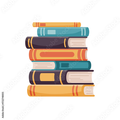 Stacked books for education, learning, creativity, and reading concepts. Suitable for book lovers, libraries, schools, and educational designs.