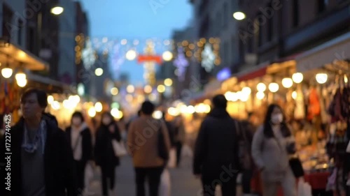 Wallpaper Mural Crowded city street with pedestrians and shops Torontodigital.ca