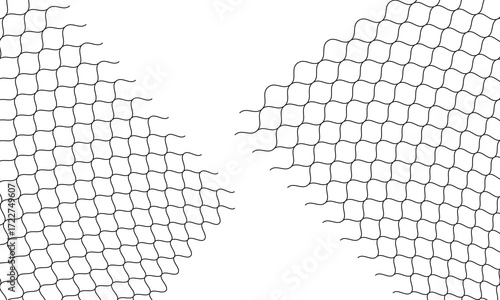 Curved net pattern. Seamless design for sportswear or equipment like soccer goals, volleyball nets, basketball hoops, hockey nets, and athletic gear.