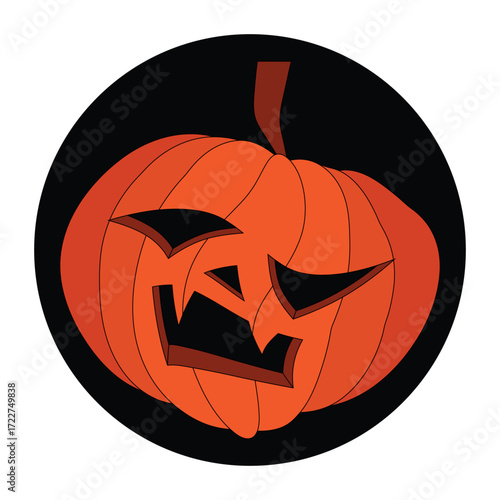 Pumpkin ghost vector with scary face and black circle for halloween theme design element