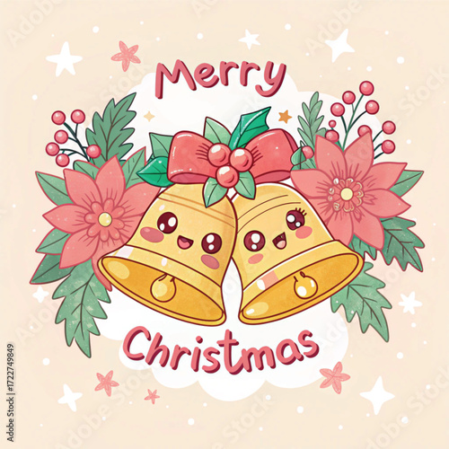 christmas greeting card with bells