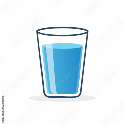 Crystal clear water in a simple glass illustration, symbolizing purity, refreshment, and healthy living through proper hydration for everyday well-being, promoting a balanced and active lifestyle
