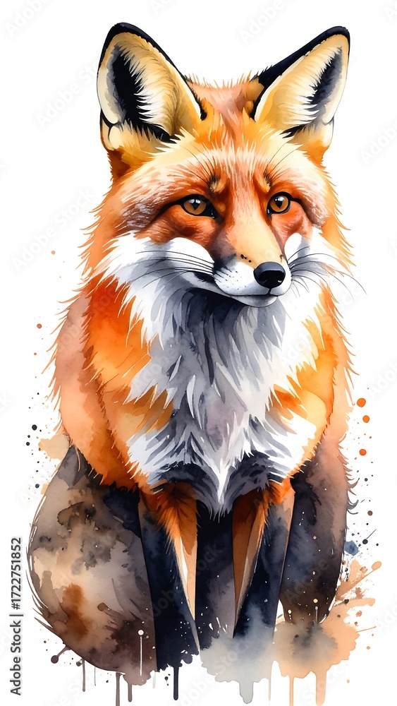 Obraz premium Watercolor fox portrait