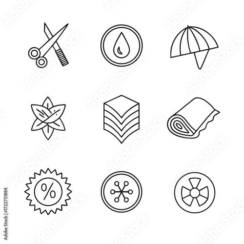 Fabric & Textile Icon Set — Minimal Linear Vectors of Modern Materials and Textures