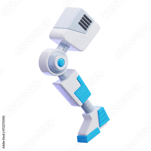 Abstract representation of a robotic arm section, showcasing futuristic technology and engineering precision in a clean, minimalist design, perfect for industrial or science-fiction themes