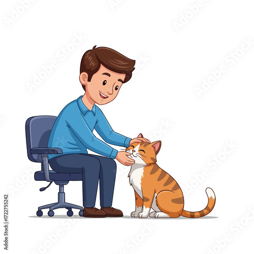 gentlemans tender affection a mans soothing caress for his beloved cat, isolated on transparent background