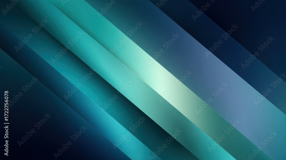 Obraz premium Diagonal bands of teal & navy create an abstract pattern of light and shadow