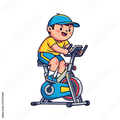 little cyclists big fitness journey a fun and energetic spin class adventure, isolated on transparent background