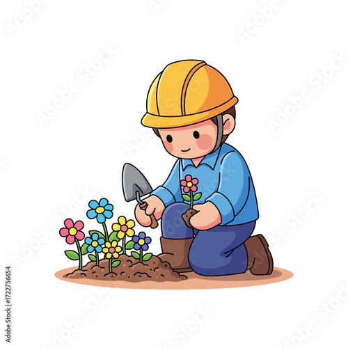 little gardeners big dream cultivating joy, one flower at a time, isolated on transparent background