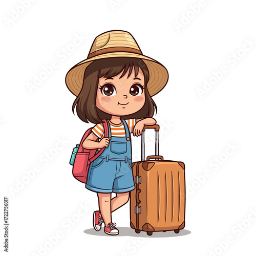 little travelers big adventure a girls journey of discovery, isolated on transparent background