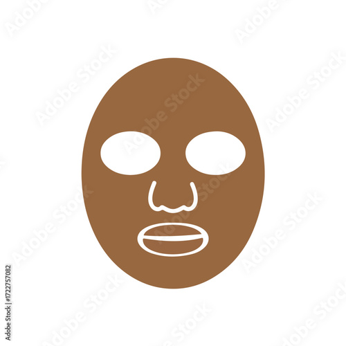 Ideal for skincare products, spa services, beauty blogs. Clean design of brown facial mask with white openings for marketing materials.