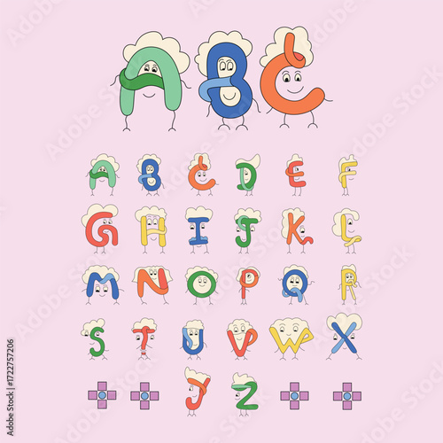 Cute Cartoon Alphabet Letters for Kids Learning and Early Childhood Education