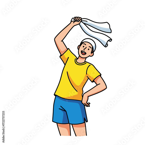 postworkout joy a young athletes triumphant towel toss, isolated on transparent background