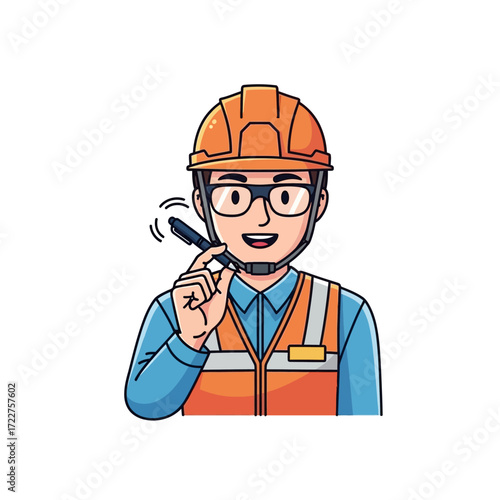 smiling engineer ready to present construction plans, isolated on transparent background