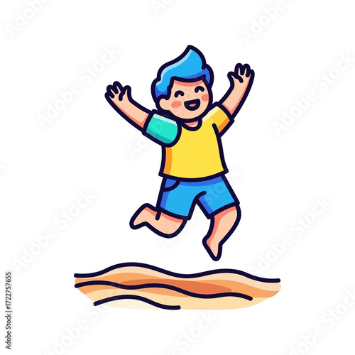 summer beach joy a childs leap of pure delight, isolated on transparent background