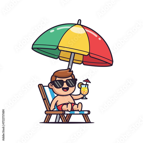 summer chill a cool dudes beach day relaxation, isolated on transparent background