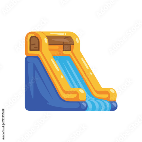 Inflatable water slide for recreation on a sunny day, perfect for summer fun and family water activities at water parks.