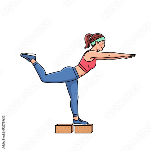 the determined yogi finding balance and strength on blocks, isolated on transparent background