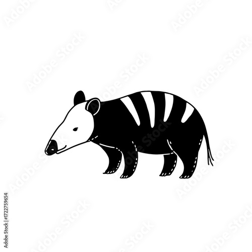 Tapir. Tapir simple black and white line art vector logo