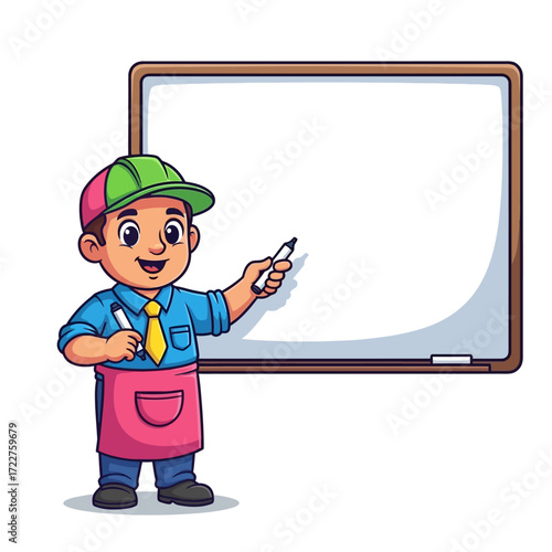 the enthusiastic presenter a young workers whiteboard presentation, isolated on transparent background