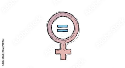 An artistic representation of gender equality featuring the female symbol overlaid with the equals sign, suitable for social justice campaigns and educational materials