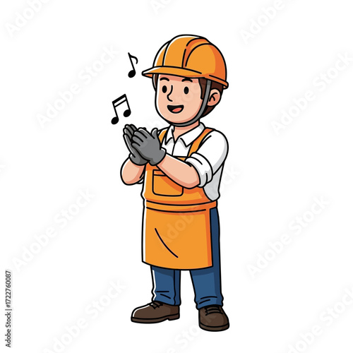 the singing handyman a tuneful construction worker, isolated on transparent background
