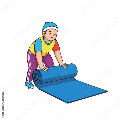 unrolling potential a boys fitness journey begins, isolated on transparent background