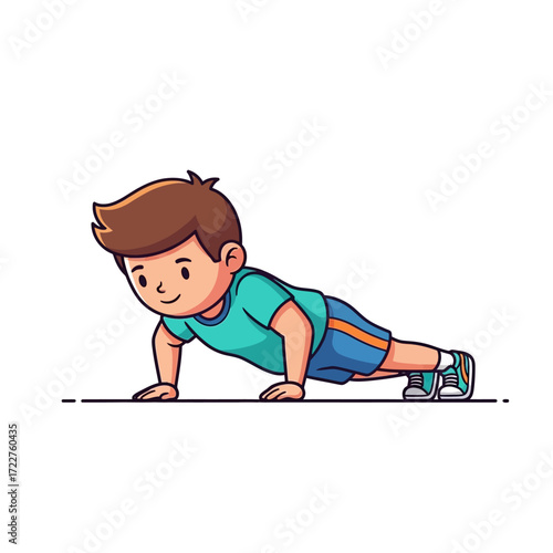 youthful strength a boys determined pushup, isolated on transparent background