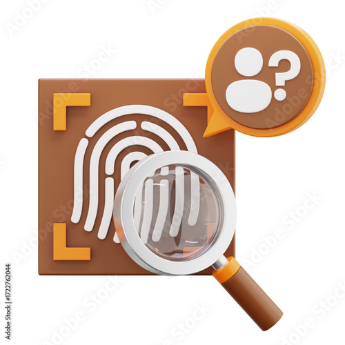 Investigating Identity A Magnifying Glass Over a Fingerprint, Symbolizing Forensics, Security, and Personal Identification Processes
