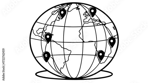 Globe map location world global earth travel navigation destination pin point marker geography journey icon 100 transparent background 