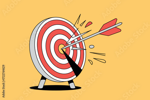 Bullseye accuracy achieved with a perfectly placed arrow hitting the center of a target.