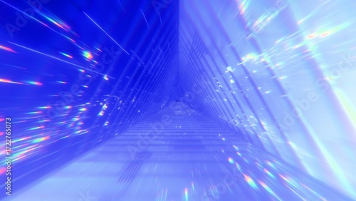 Hyper warp immersive futuristic effect background created by 3D modeling.