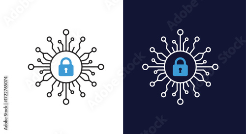 Cybersecurity lock icon data network security concept digital protection