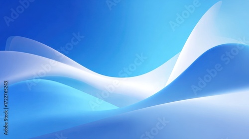 Fototapeta Naklejka Na Ścianę i Meble -  Abstract smooth gradients and waves in shades of blue and white, soft and ethereal