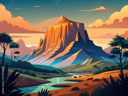 Mount Roraima Venezuela nature landscape illustration