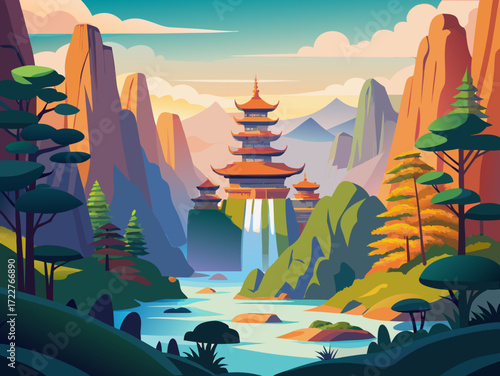 zhangjiajie national park china nature landscape illustration