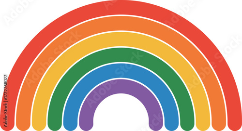 Vibrant rainbow arching across a clean white background, symbolizing hope and diversity.